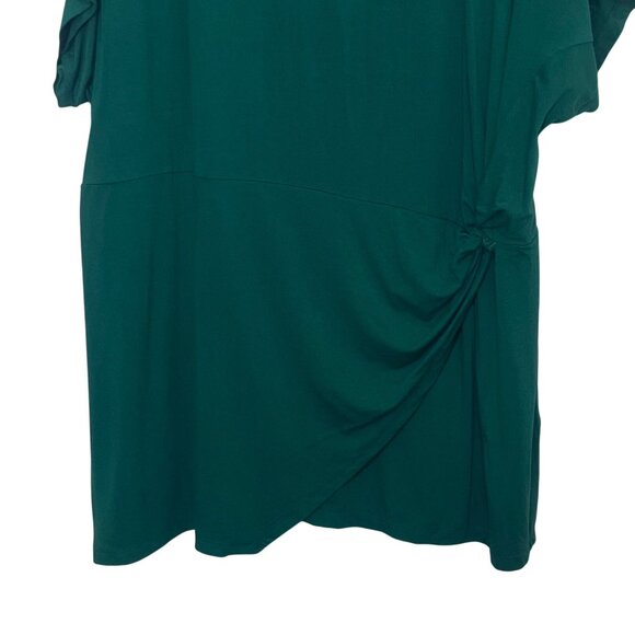 Ava & Viv Draped Knot Front Top Womens 1X Green New Short Sleeves - Picture 4 of 8